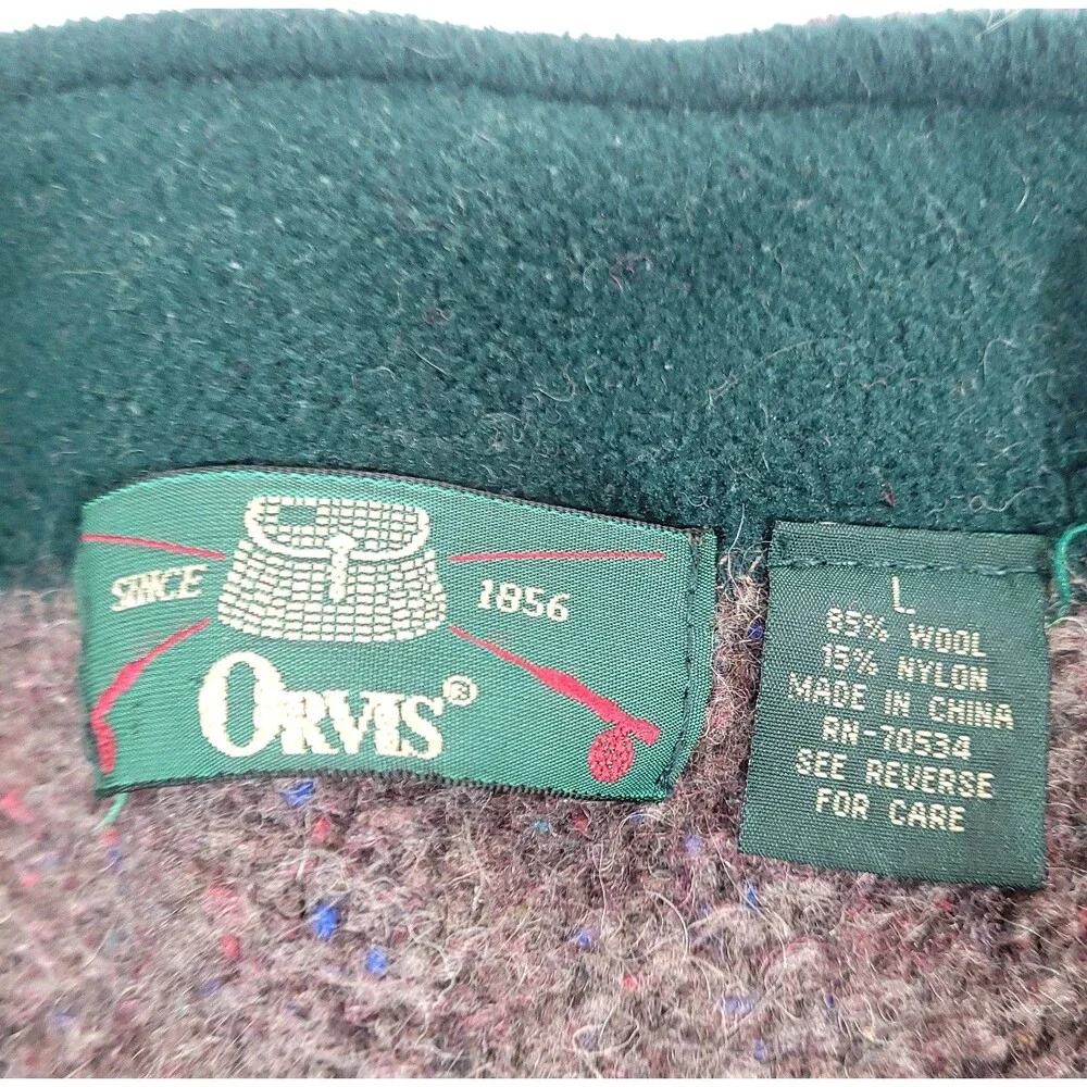Orvis Wool Knit Sweater Cardigan L Gray Confetti Zip Up grunge grandpa Preppy‎